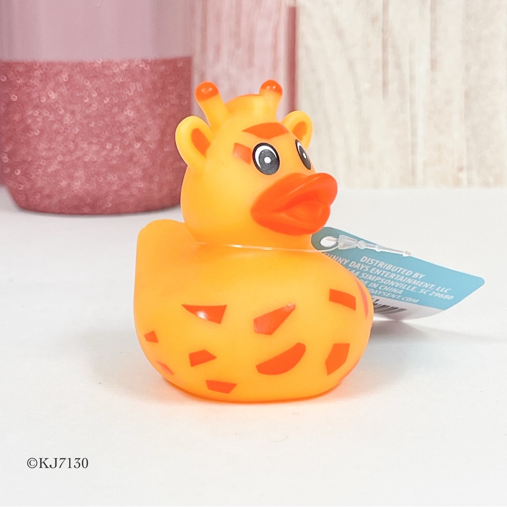 Sunny Days Yellow & Orange Giraffe Rubber Duck Duckie Jeep Ducking NWT 2.5”